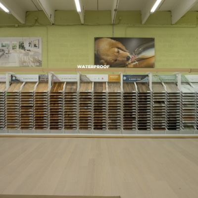 waterproof, wood-look flooring display